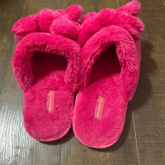 Juicy Couture Fuzzy slide slippers in hot pink - Picture 6 of 8
